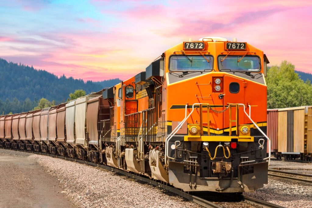 Rail-served warehousing depends on freight trains like the one pictured here to keep supply chains moving smoothly.